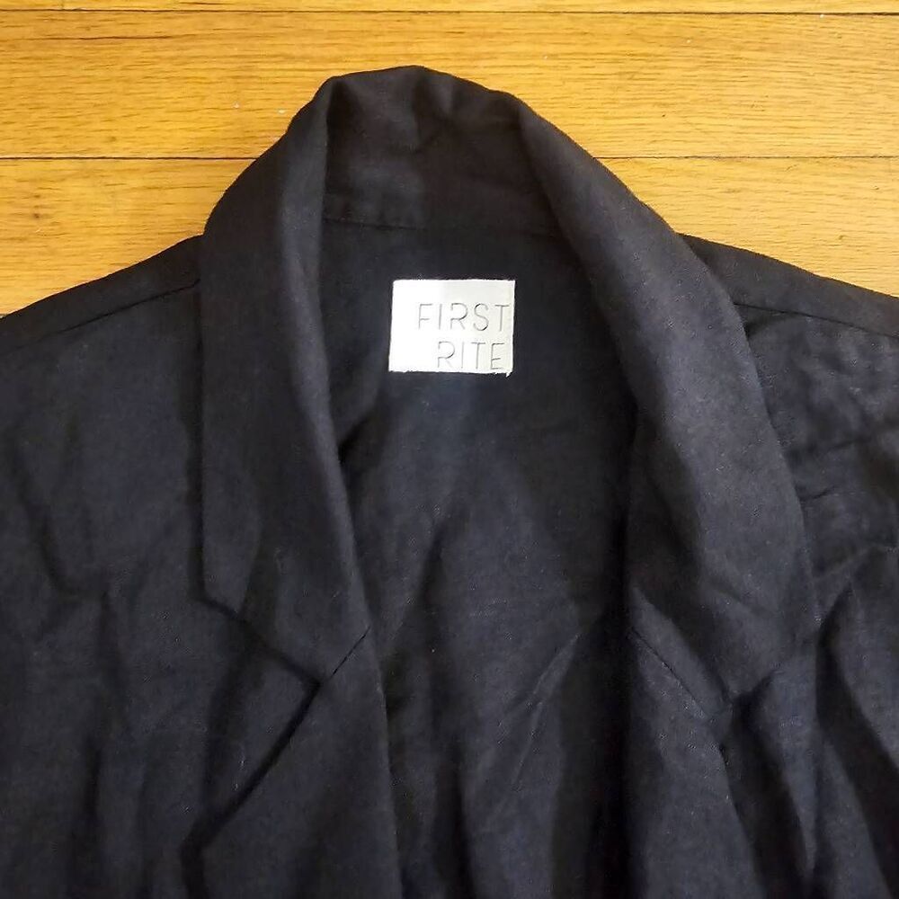 First Rite Black Linen Cardigan Button Front Pockets - Picture 4 of 10